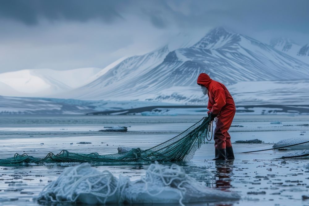 Fishermen prepares the net for fish outdoors fishing nature.