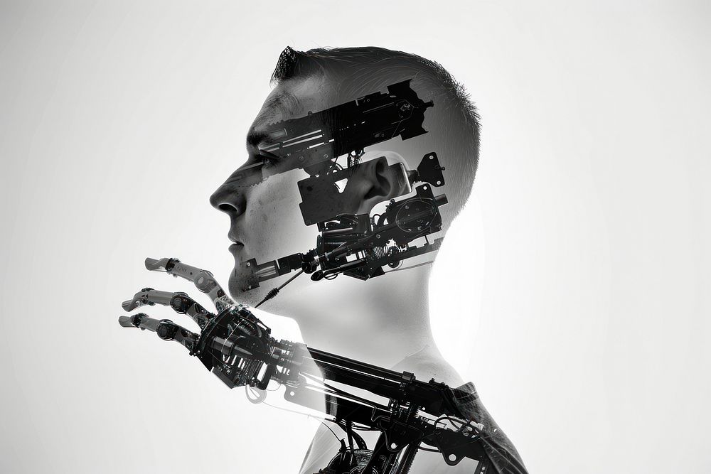 Man robotic arms portrait photography adult.