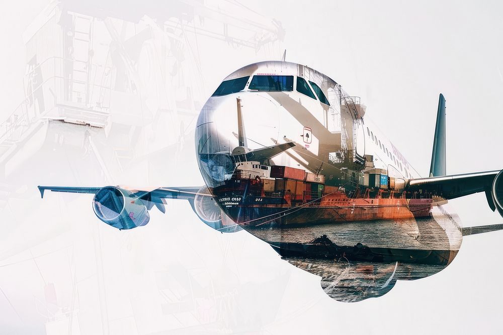 Airplane cargo ship aircraft vehicle transportation.