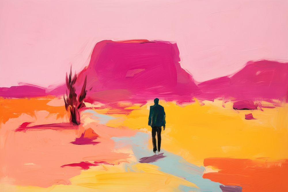 Desert painting art tranquility. | Free Photo Illustration - rawpixel