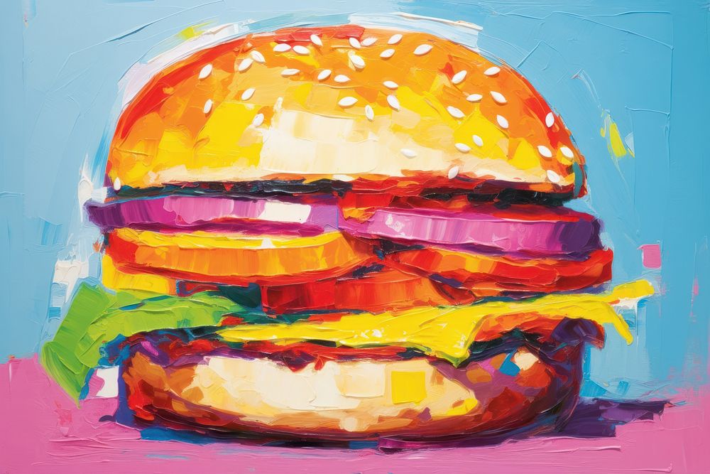 Hamburger painting food freshness.