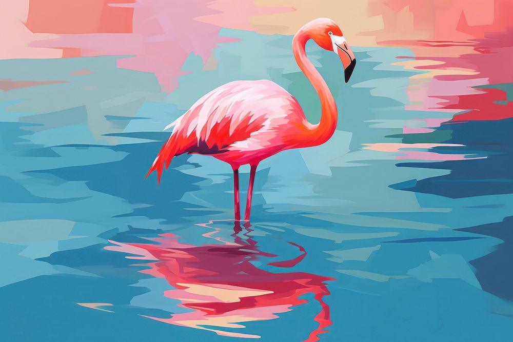 Flamingo in river animal bird beak.