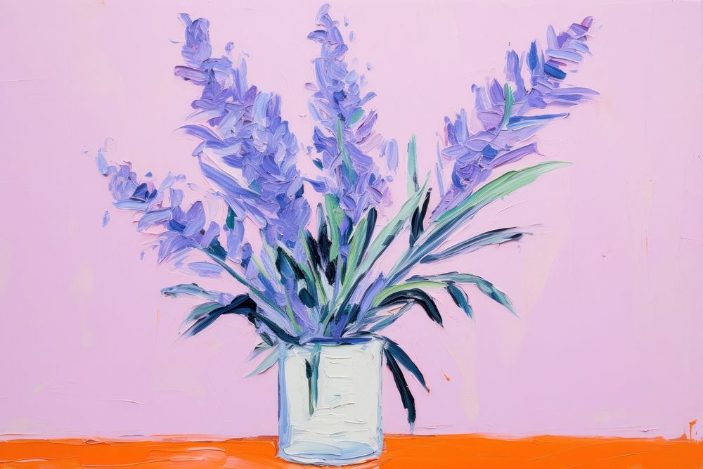 Lavender flower painting plant vase.