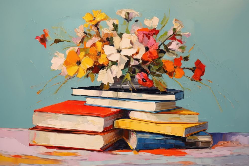 Books with flower painting publication plant.