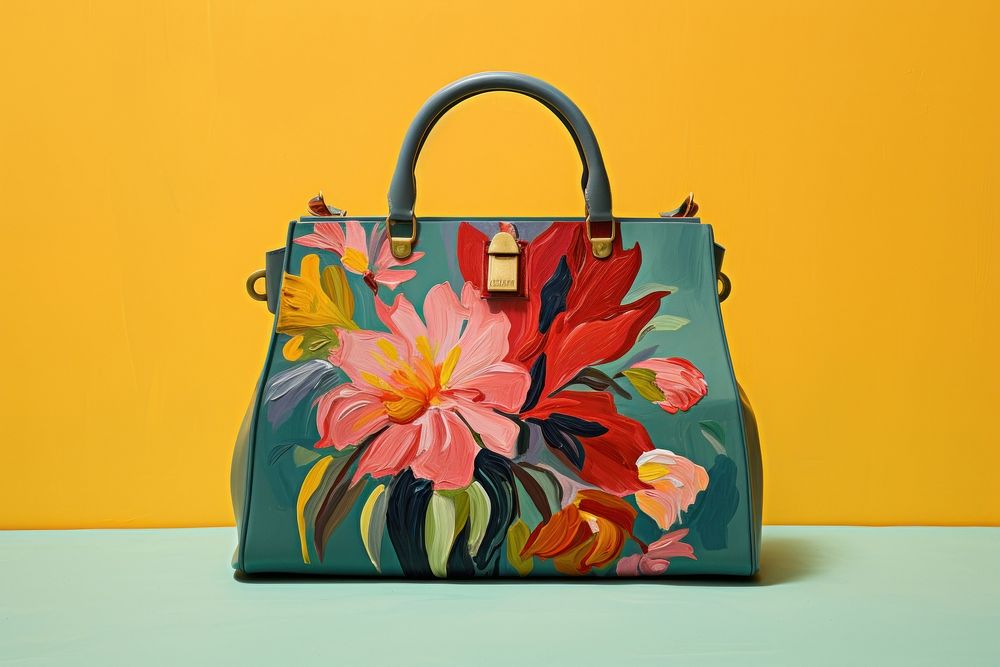 Vintage bag with flowers handbag purse accessories.