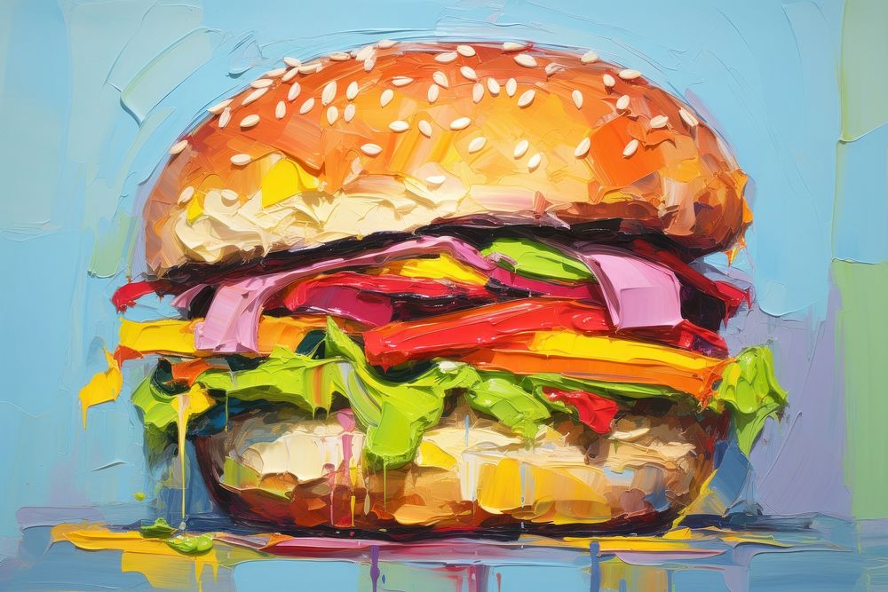 Hamburger painting food creativity.