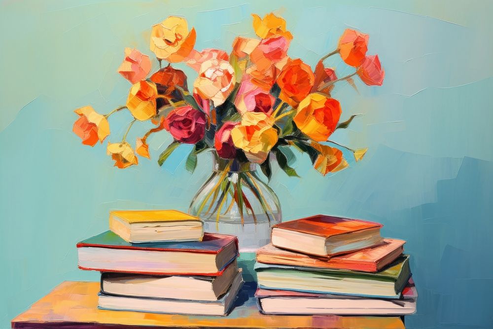 Books with flower painting publication plant.