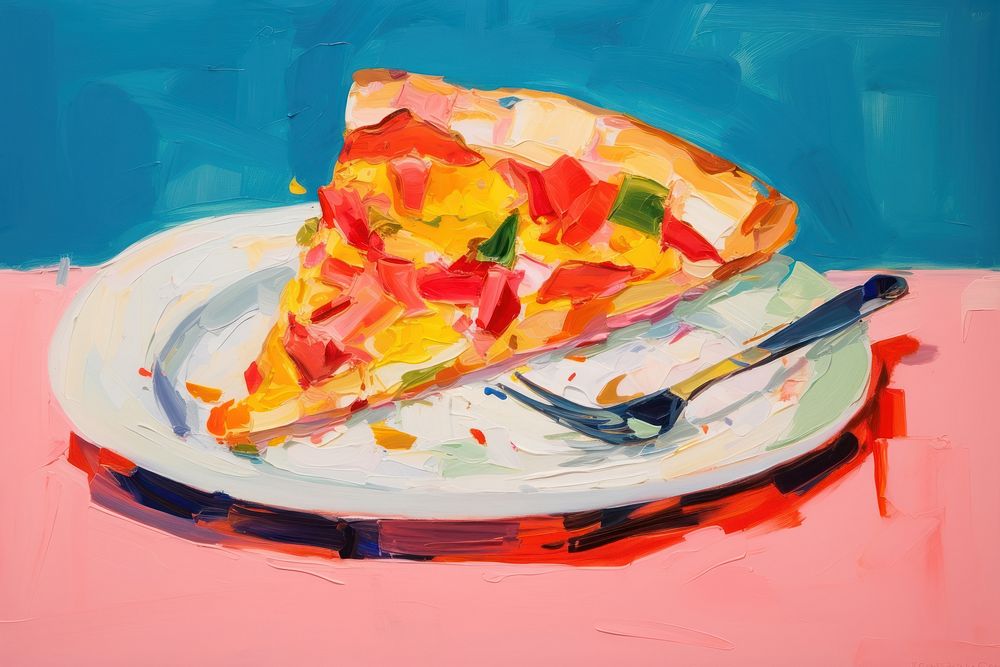Pizza picnic painting dessert food.