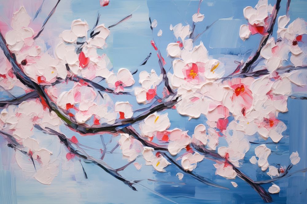 Cherry blossom backgrounds painting flower.
