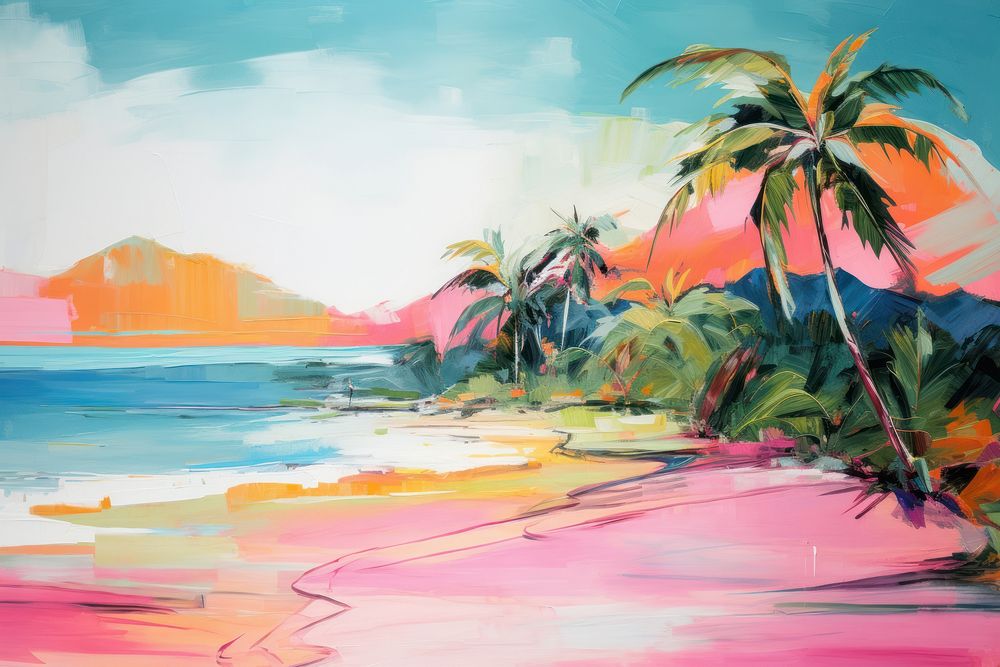 Tropical beach summer painting outdoors tropics.