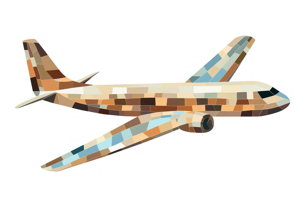 Mosaic tiles airplane aircraft airliner vehicle.