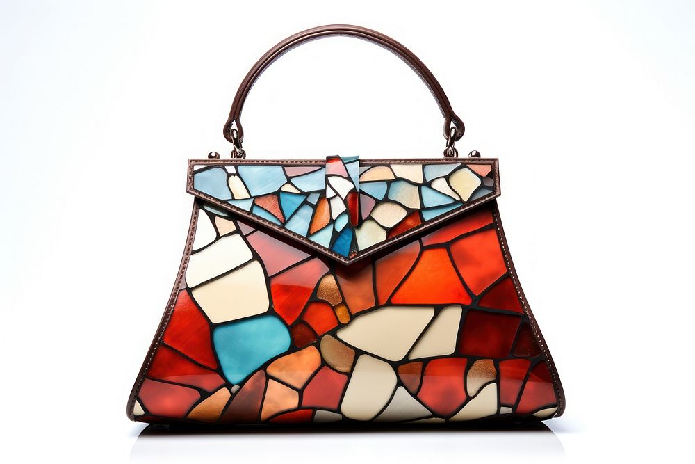 Mosaic tiles of woman bag handbag purse art.