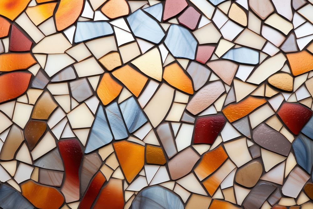 Mosaic tiles of bag backgrounds shape glass.