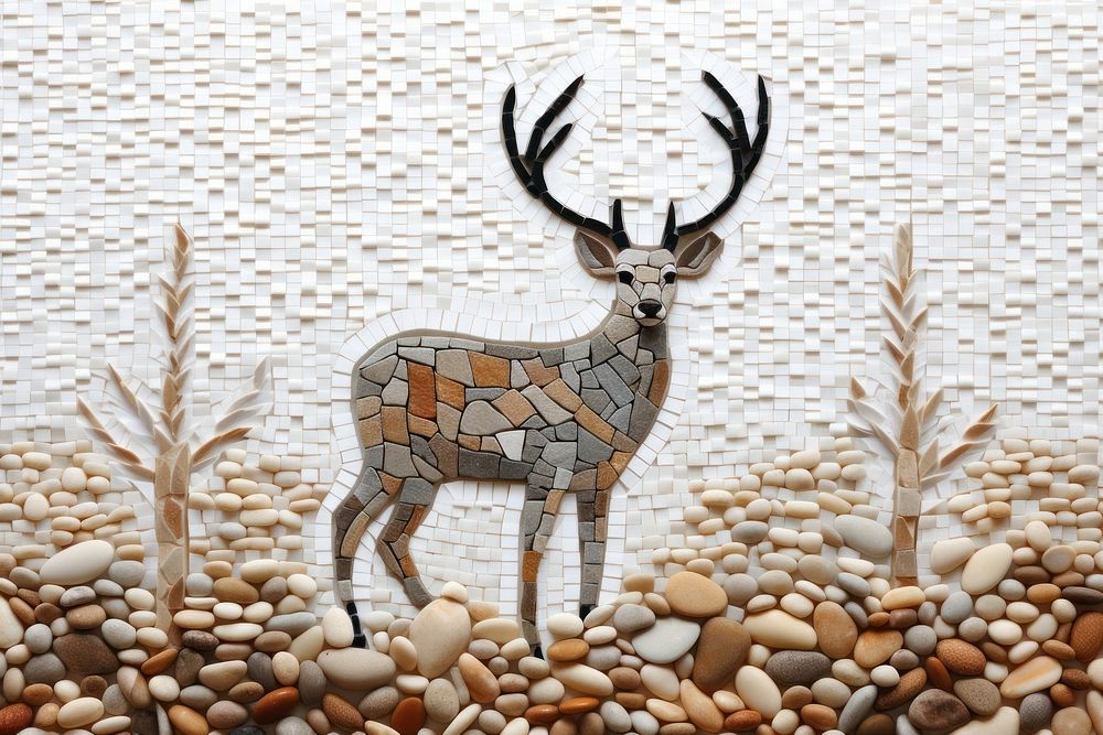 Mosaic style on deer wildlife animal antler.