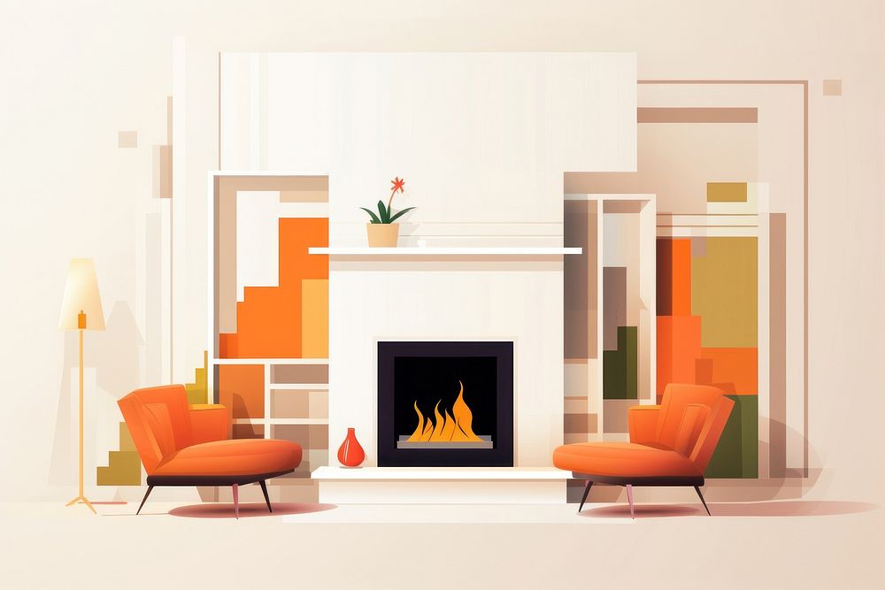 Interior design Interior decoration fireplace furniture.