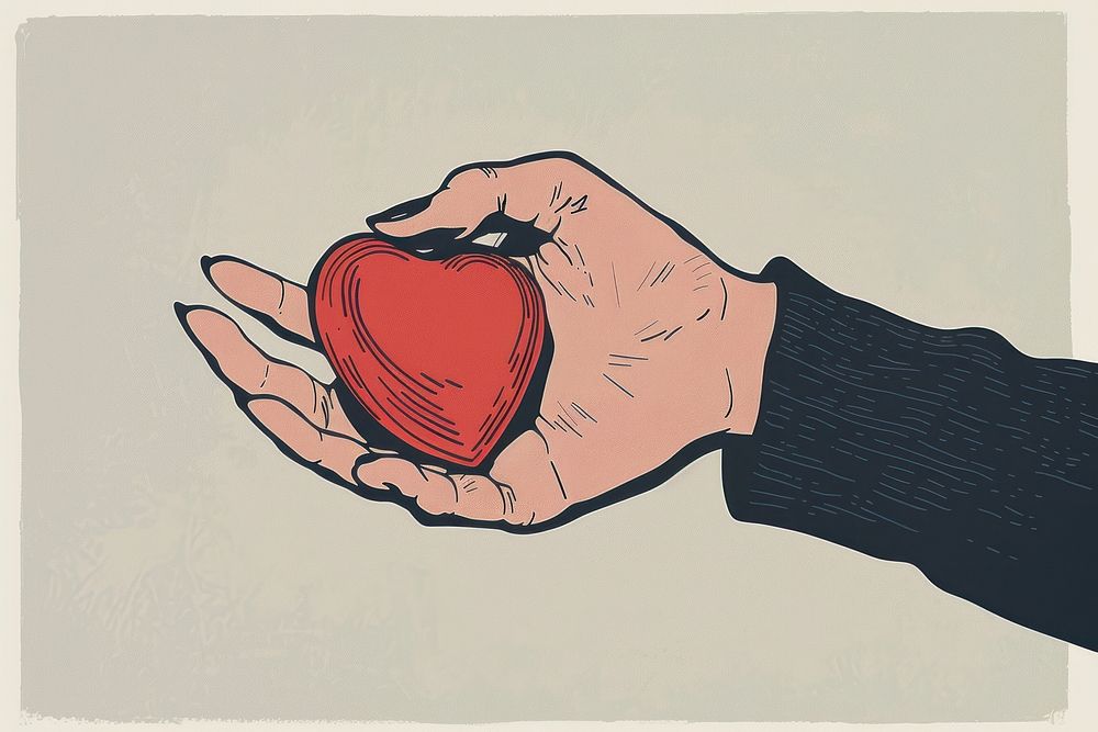 Hand holding drawing heart.