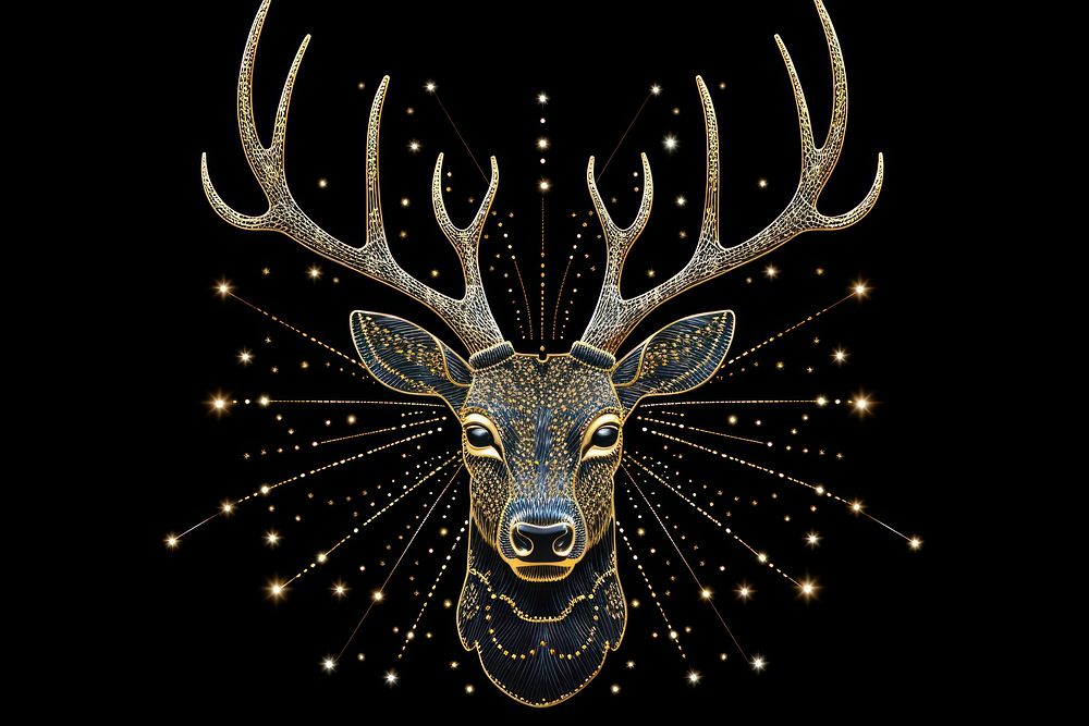 Illustrations Constellation outlines of deer wildlife pattern animal.
