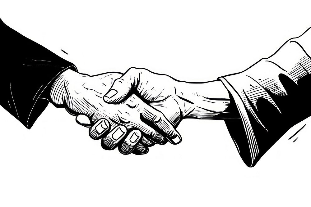 Outline sketching illustration of a handshake cartoon transportation monochrome.