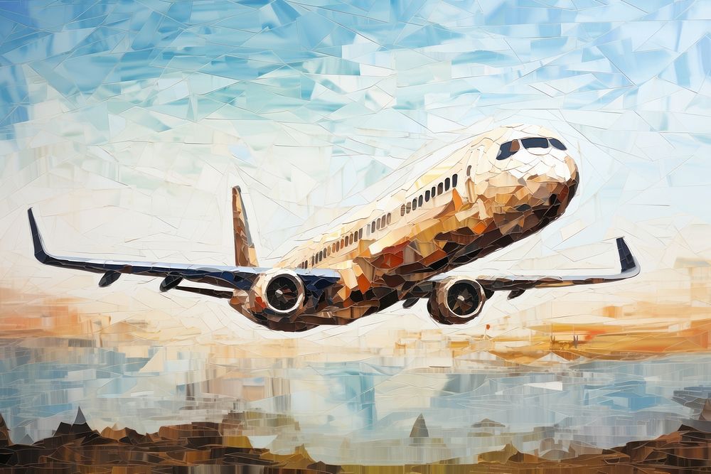 Mosaic texture of airplane painting art aircraft.