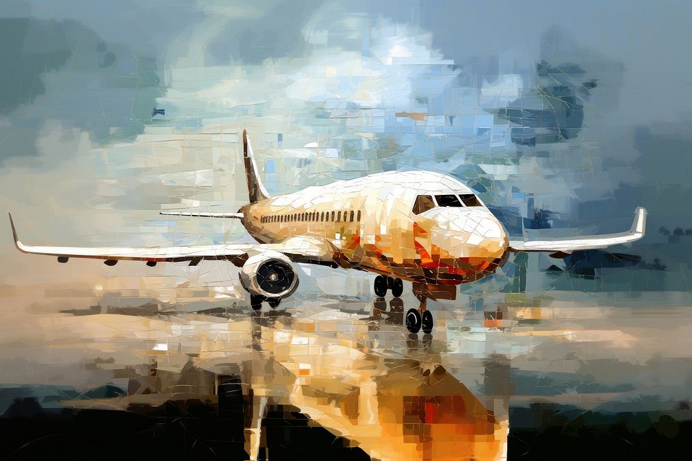 Mosaic texture of airplane reflection aircraft airliner.