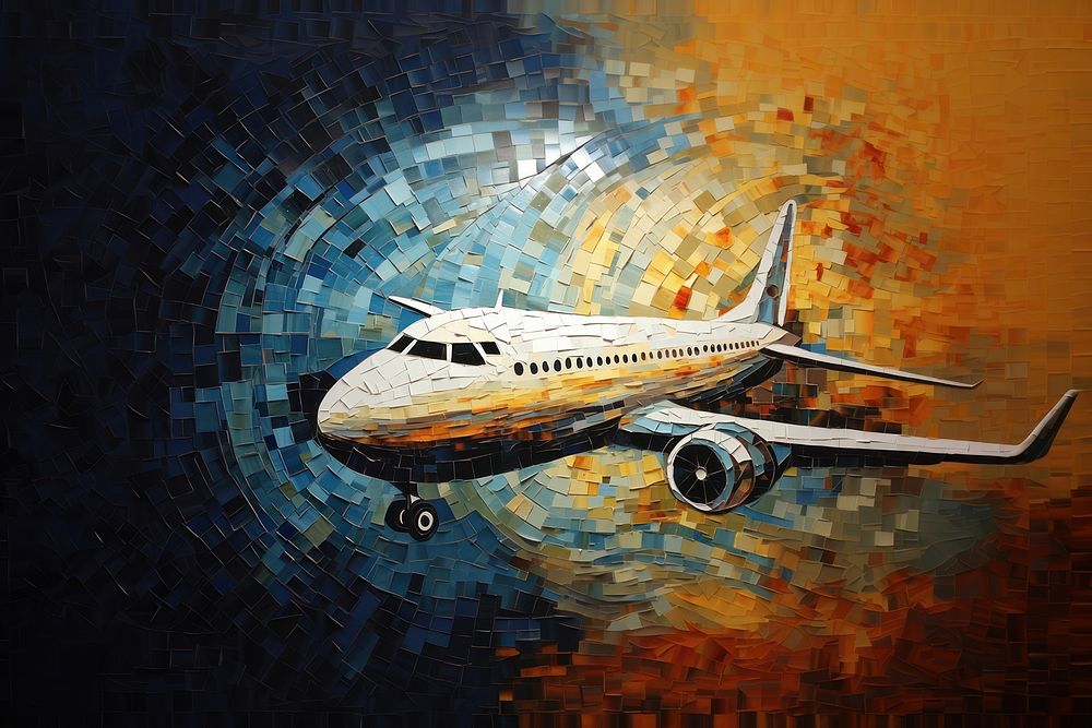 Mosaic texture of airplane painting art aircraft.