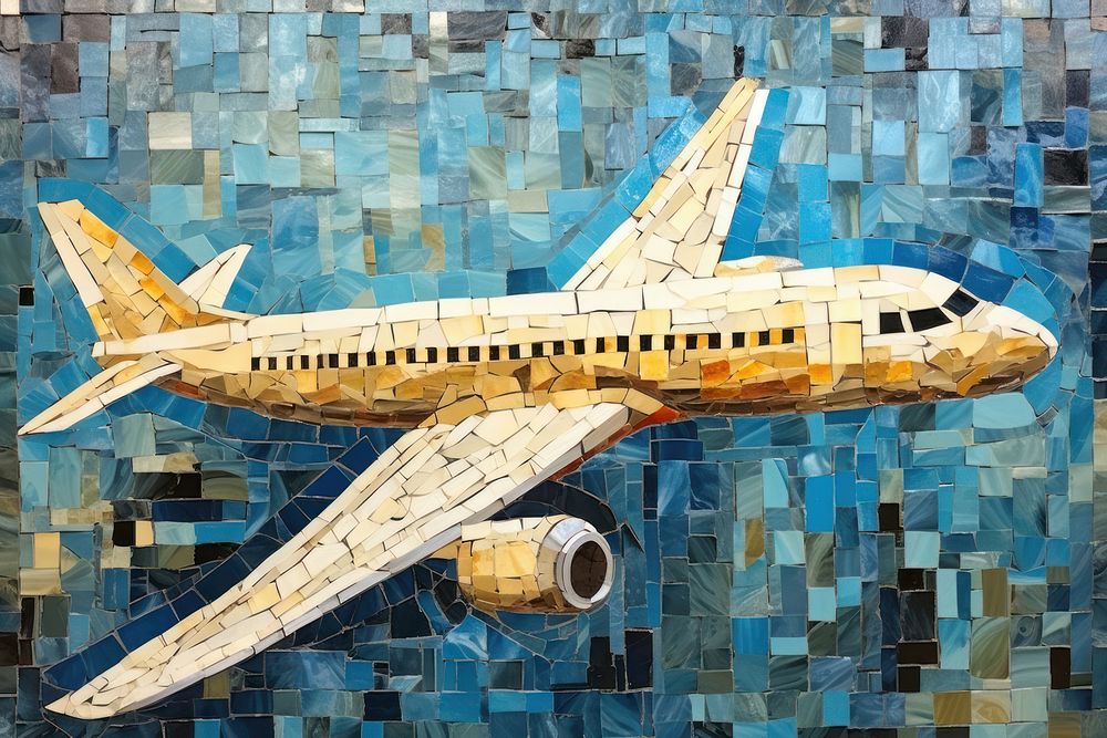 Mosaic texture patchwork of airplane art aircraft airliner.