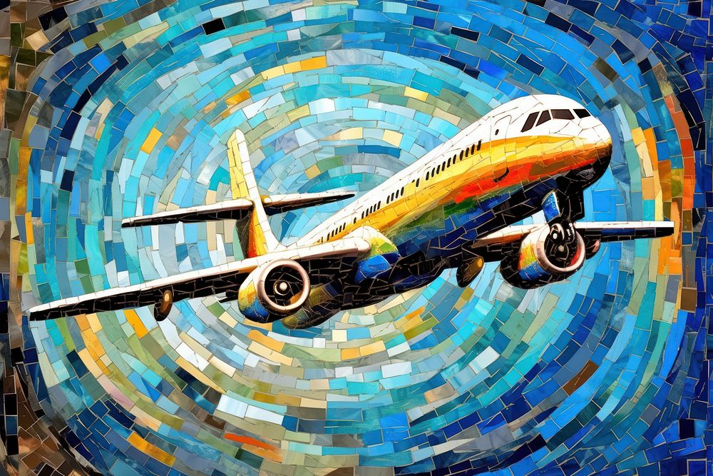 Mosaic texture patchwork of airplane art aircraft airliner.