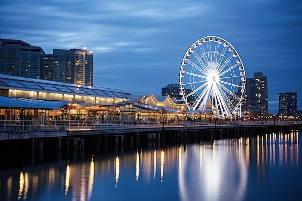 Navy pier architecture cityscape outdoors.