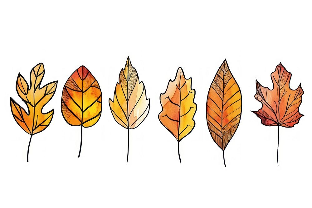 Divider doodle autumn leaves plant leaf tree.