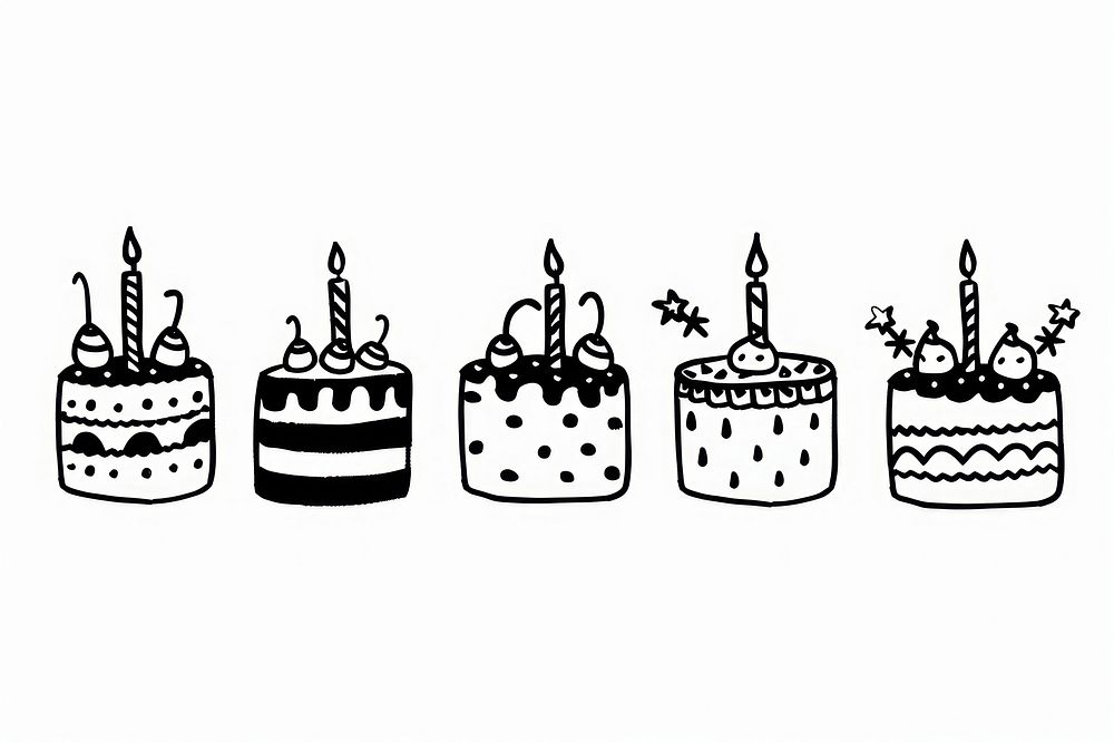 Divider doodle birthday cakes dessert candle food.