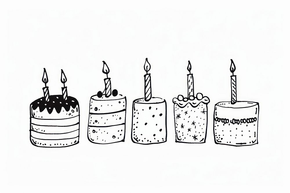 Divider doodle birthday cakes dessert candle food.