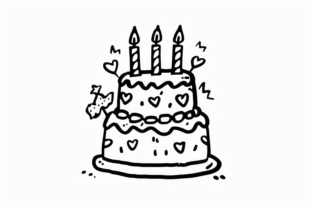 Divider doodle birthday cake dessert food line.