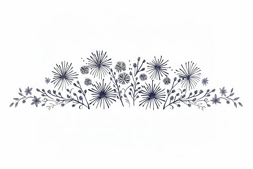 Divider doodle boder fireworks pattern drawing flower.
