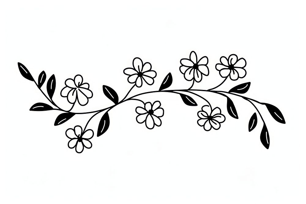 Divider doodle boder daisy pattern white black.