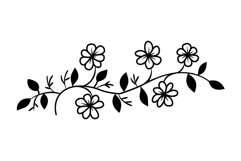 Divider doodle boder daisy pattern white black.
