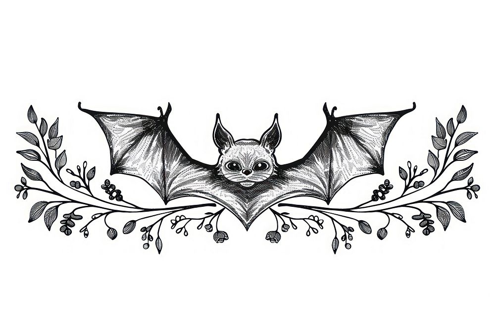 Divider doodle border bat pattern drawing animal.