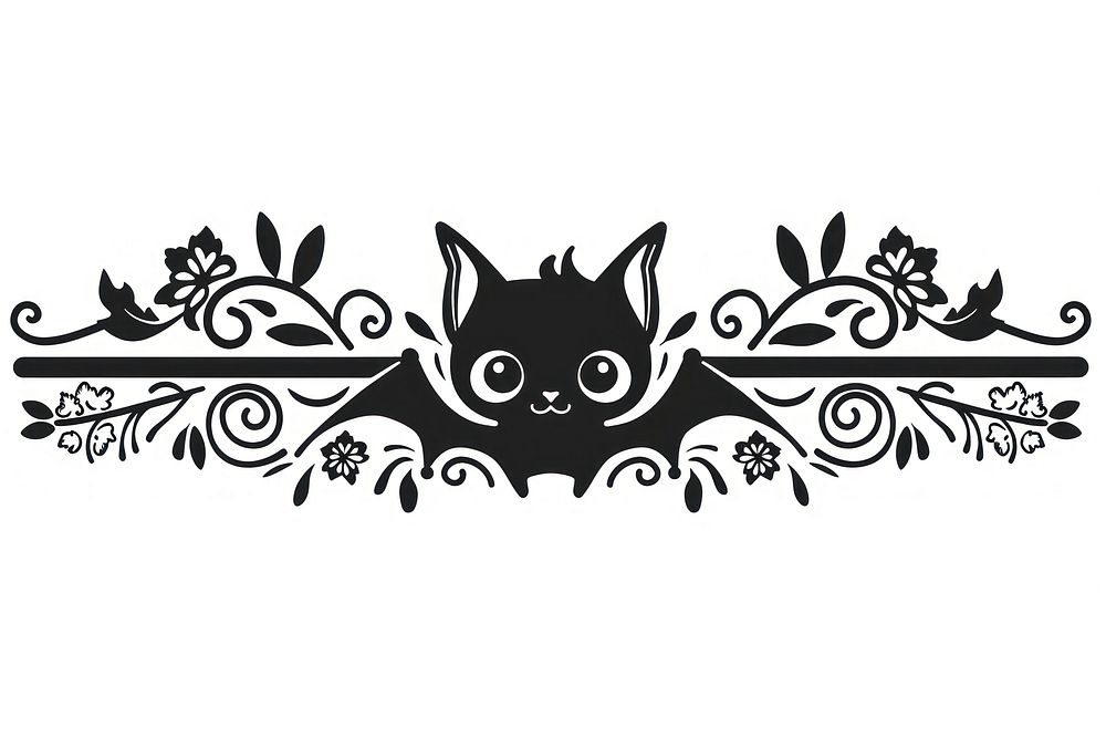 Divider doodle border bat pattern black creativity.