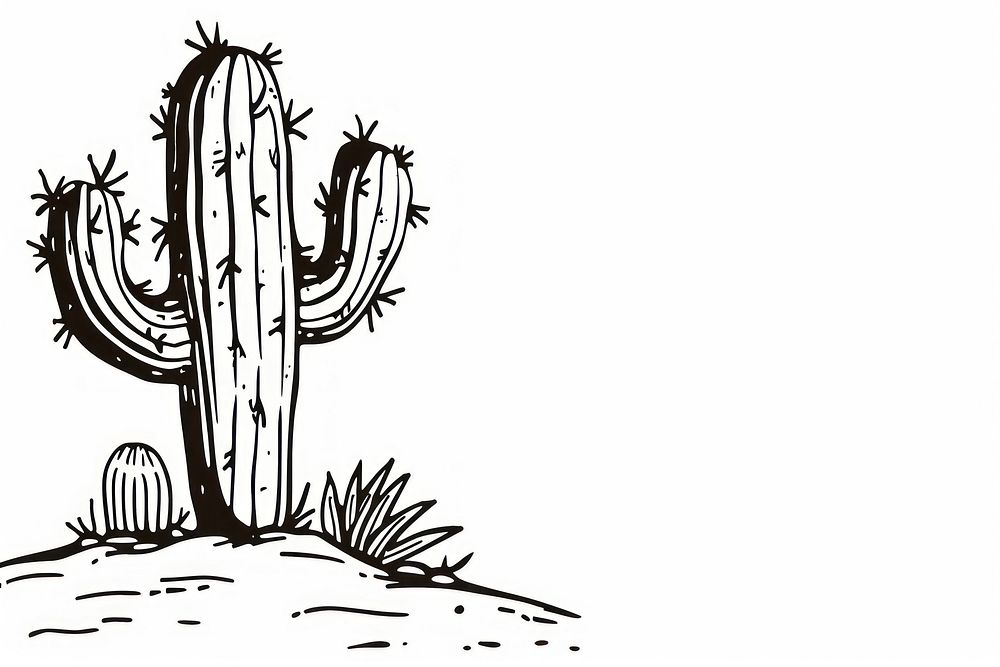 Divider doodle cactus plant line tranquility.