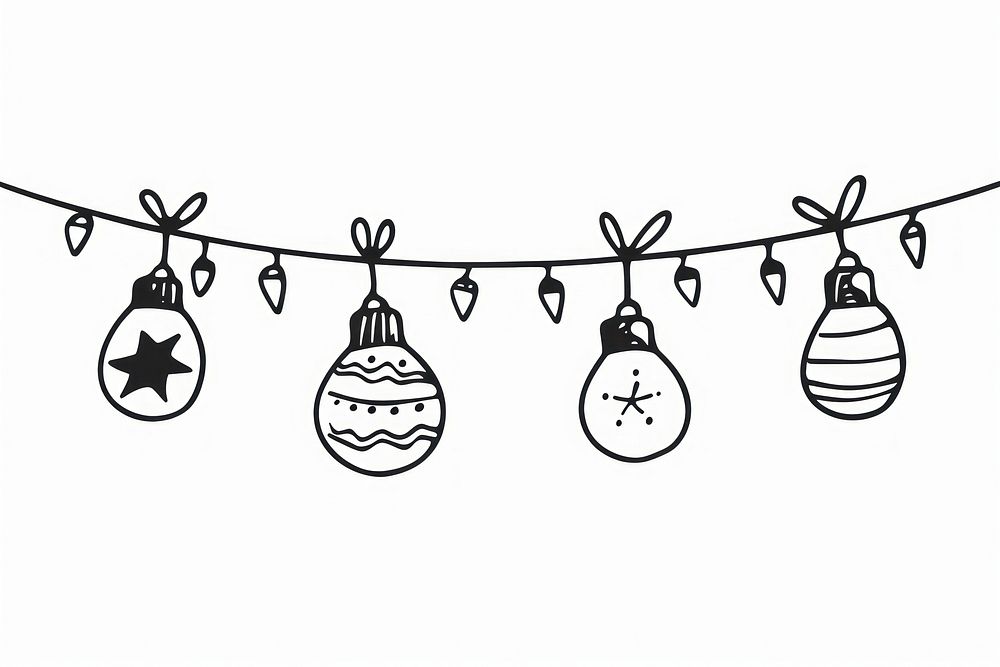 Divider doodle christmas lights line illuminated celebration.