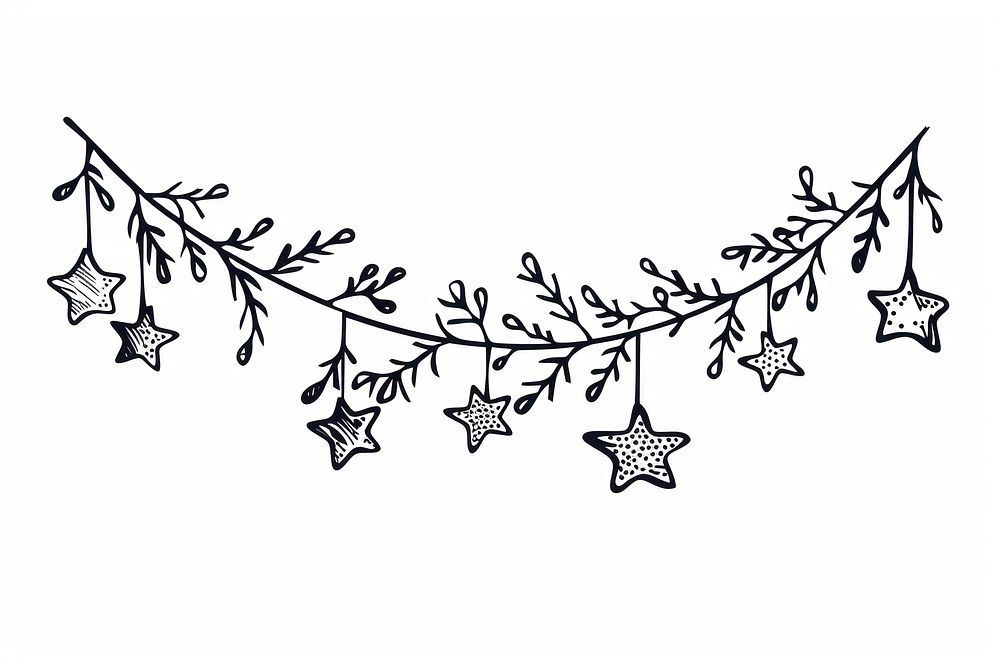 Divider doodle flag star pattern line calligraphy.