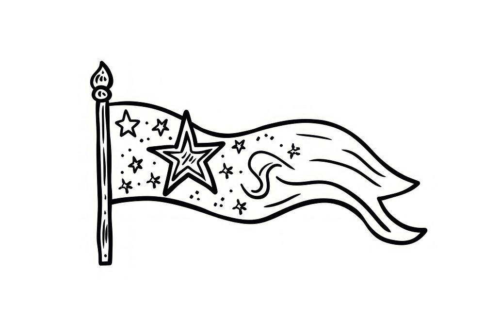 Divider doodle flag star symbol white line.