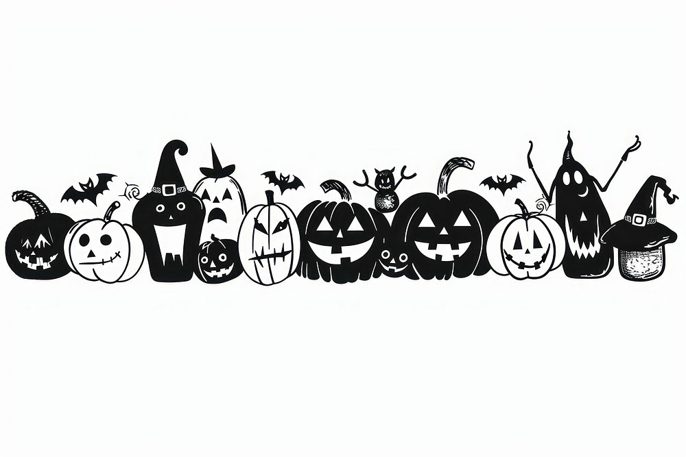 Divider doodle of halloween black line anthropomorphic.