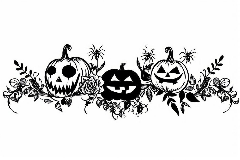 Divider doodle of halloween anthropomorphic jack-o'-lantern representation.
