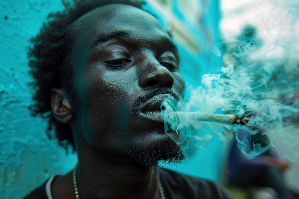 Black man smoke weed cannabis smoking adult.