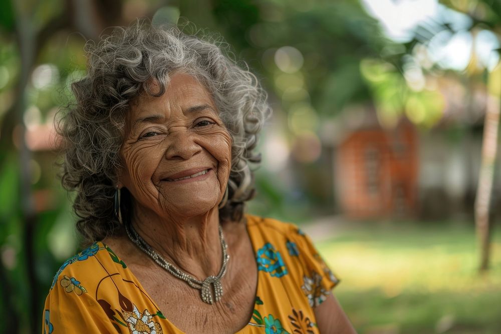 Brazilian senior woman smiling necklace adult smile.