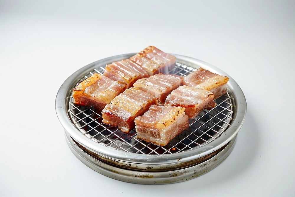 Korean pork belly grill grilling cooking meat.