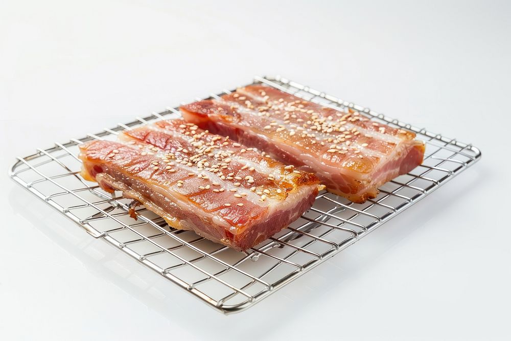 Korean pork belly grill meat food white background.
