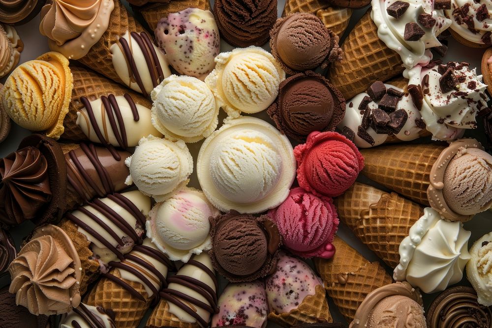 Photo of ice cream cones confectionery backgrounds dessert.