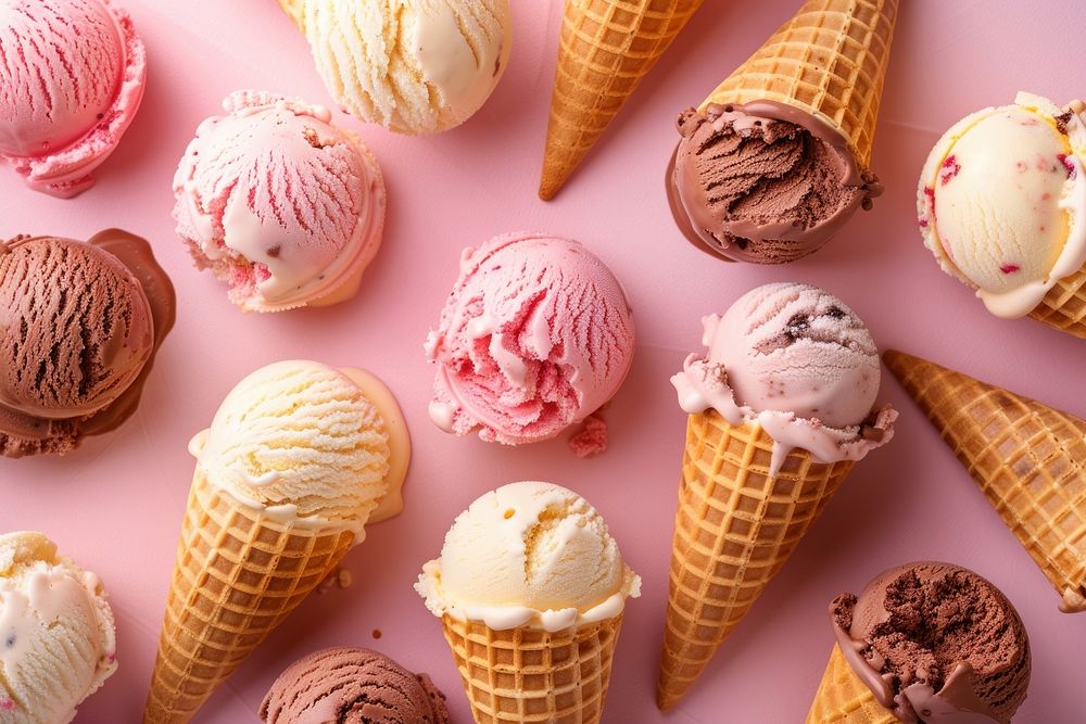 Photo of ice cream cones dessert food chocolate.