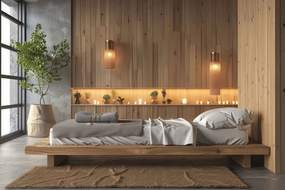 Massage room furniture bedroom wood.